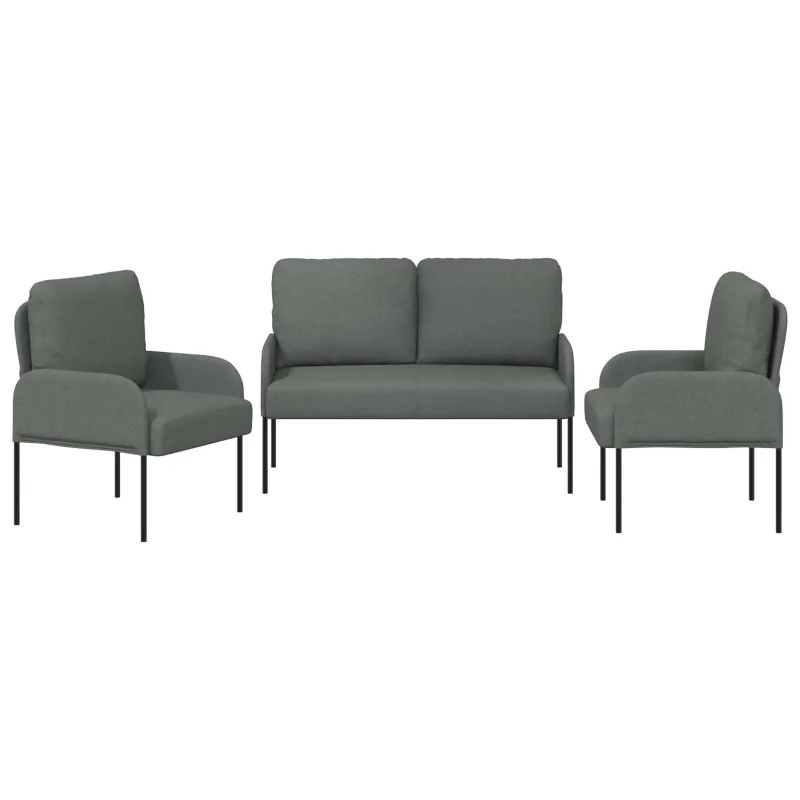 Sofų komplektai 3 pcs Tamsiai pilka 115 x 56 x 80 cm fanera