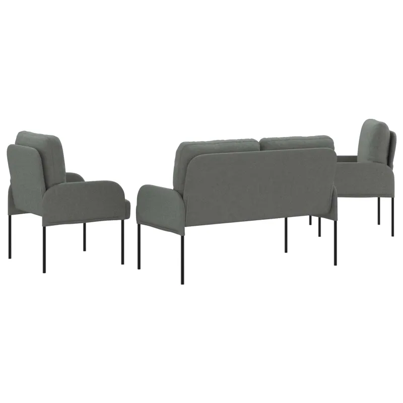 Sofų komplektai 3 pcs Tamsiai pilka 115 x 56 x 80 cm fanera