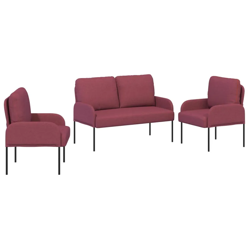 Sofų komplektai 3 pcs Vyno raudona 115 x 56 x 80 cm fanera
