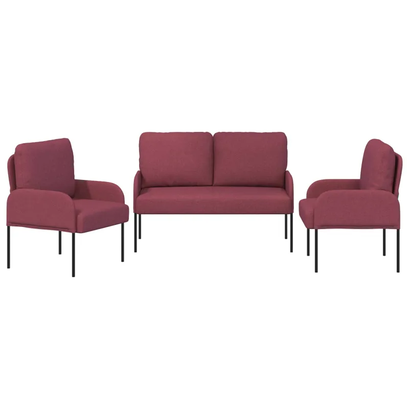 Sofų komplektai 3 pcs Vyno raudona 115 x 56 x 80 cm fanera