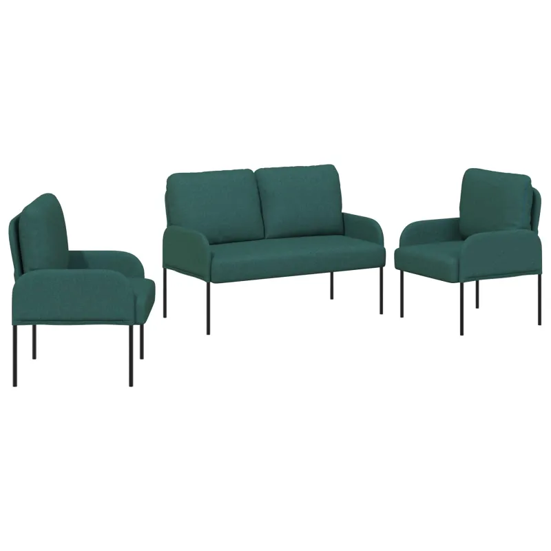 Sofų komplektai 3 pcs Tamsiai žalia 115 x 56 x 80 cm fanera