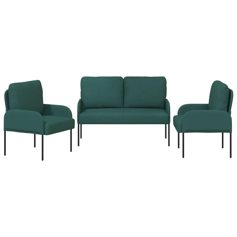 Sofų komplektai 3 pcs Tamsiai žalia 115 x 56 x 80 cm fanera