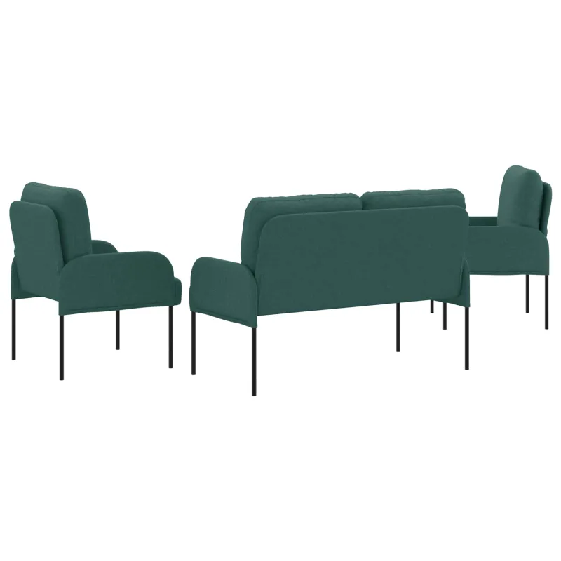 Sofų komplektai 3 pcs Tamsiai žalia 115 x 56 x 80 cm fanera