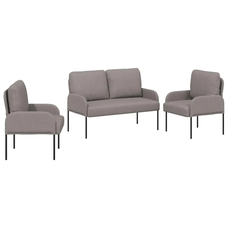 Sofų komplektai su pagalve 3 pcs Taupe 115 x 56 x 80 cm fanera