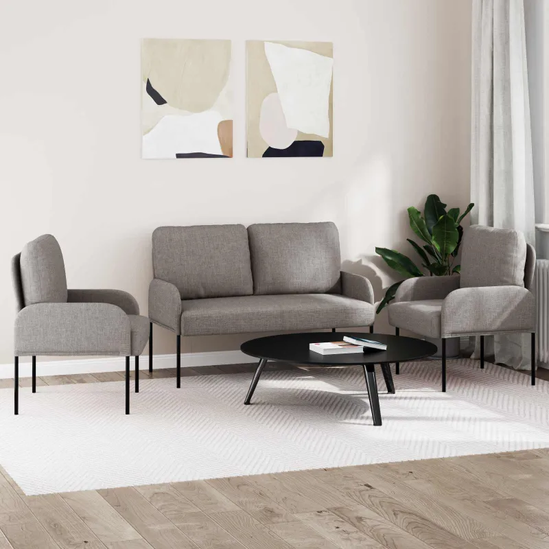 Sofų komplektai su pagalve 3 pcs Taupe 115 x 56 x 80 cm fanera