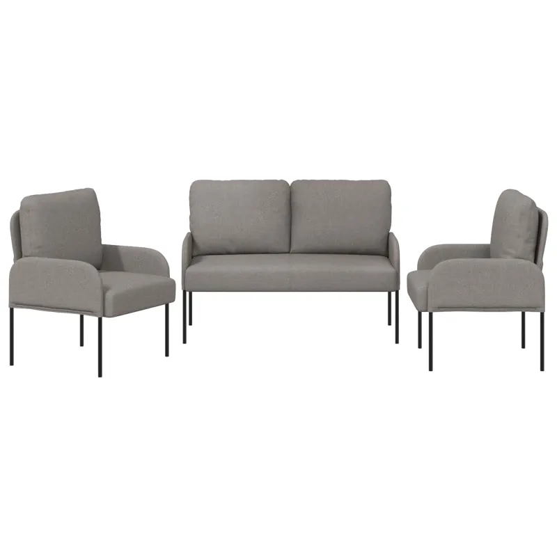 Sofų komplektai su pagalve 3 pcs Taupe 115 x 56 x 80 cm fanera