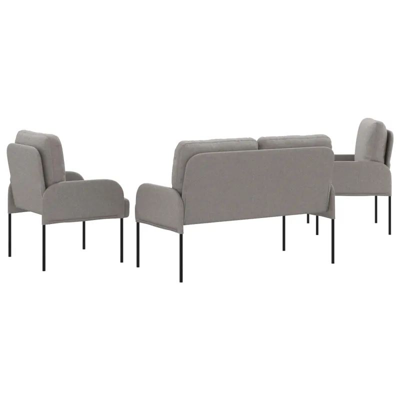 Sofų komplektai su pagalve 3 pcs Taupe 115 x 56 x 80 cm fanera
