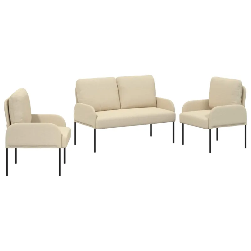Sofų komplektai 3 pcs Kreminė 115 x 56 x 80 cm fanera