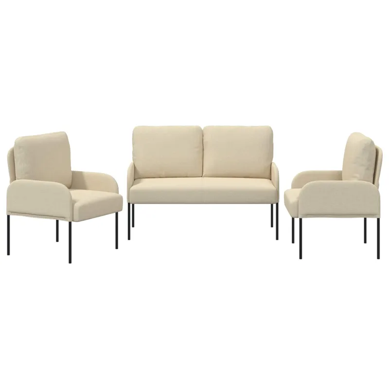 Sofų komplektai 3 pcs Kreminė 115 x 56 x 80 cm fanera