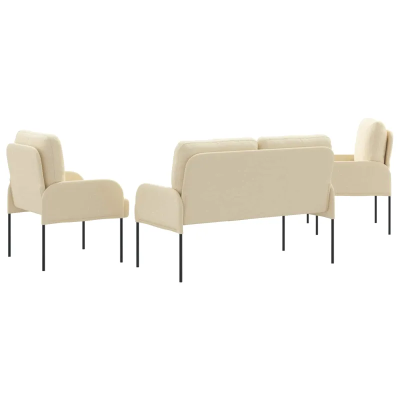Sofų komplektai 3 pcs Kreminė 115 x 56 x 80 cm fanera