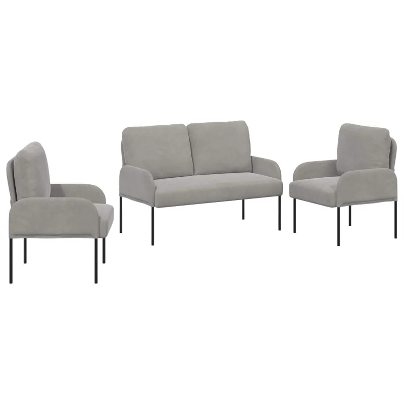 Sofų komplektai 3 pcs Šviesiai pilka 115 x 56 x 80 cm fanera
