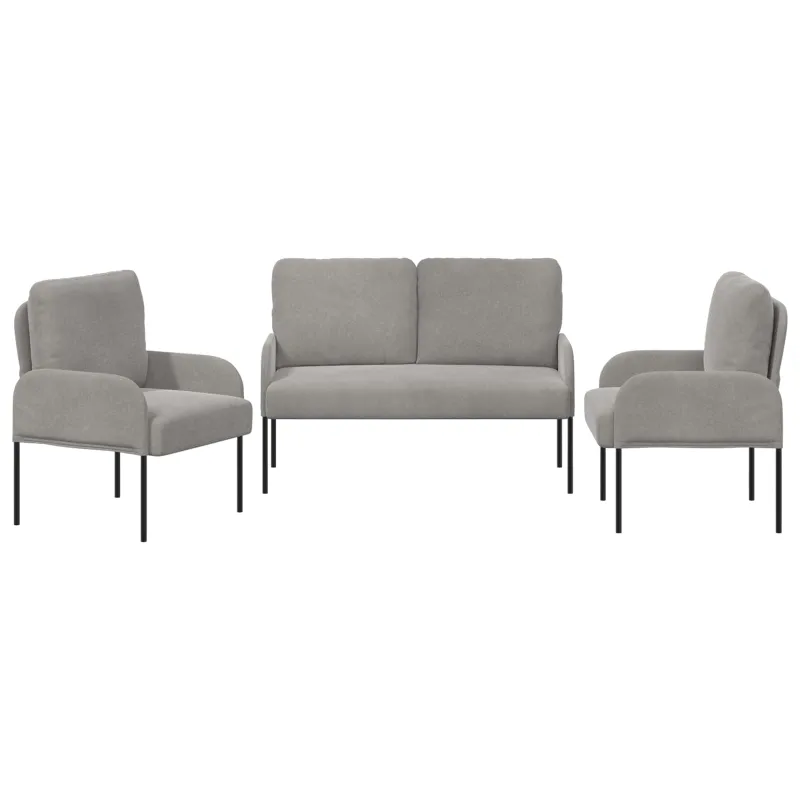 Sofų komplektai 3 pcs Šviesiai pilka 115 x 56 x 80 cm fanera