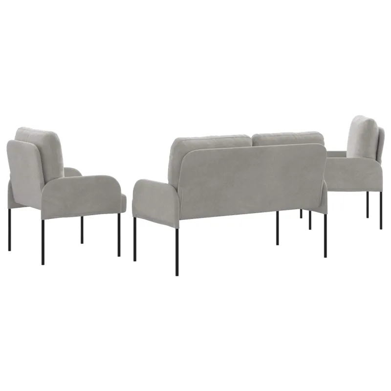 Sofų komplektai 3 pcs Šviesiai pilka 115 x 56 x 80 cm fanera