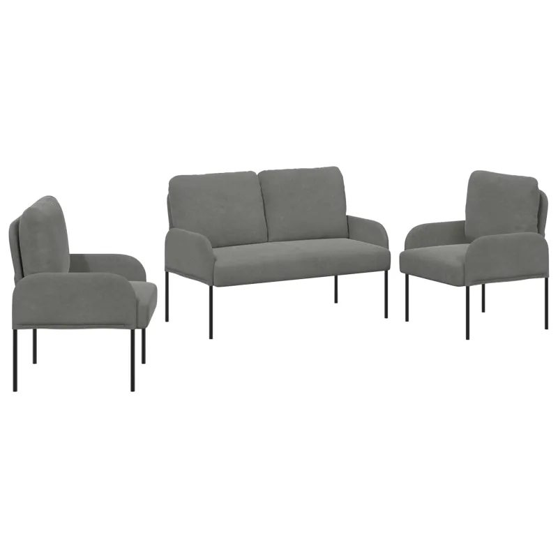Sofų komplektai 3 pcs Tamsiai pilka 115 x 56 x 80 cm fanera