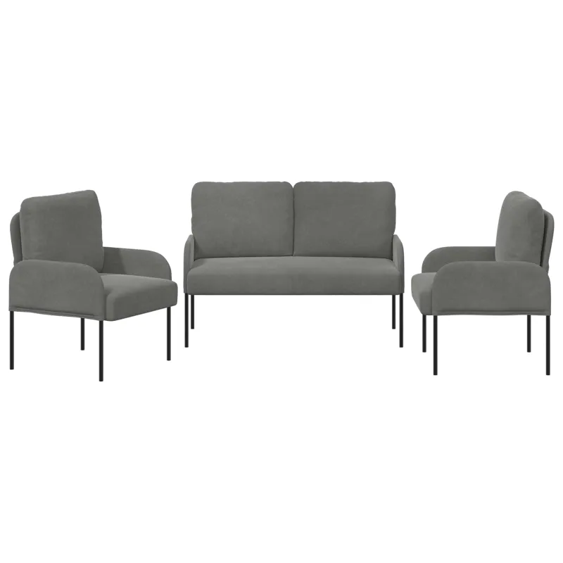 Sofų komplektai 3 pcs Tamsiai pilka 115 x 56 x 80 cm fanera