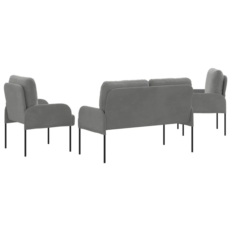 Sofų komplektai 3 pcs Tamsiai pilka 115 x 56 x 80 cm fanera