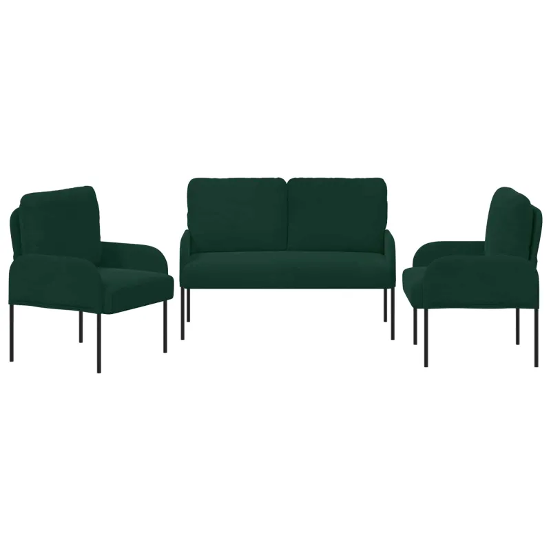 Sofų komplektai 3 pcs Tamsiai žalia 115 x 56 x 80 cm fanera