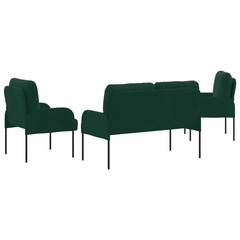 Sofų komplektai 3 pcs Tamsiai žalia 115 x 56 x 80 cm fanera