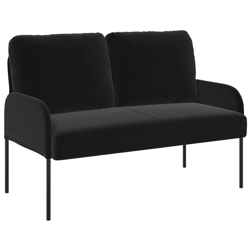 Sofų komplektai su pagalve 3 pcs Juoda 115 x 56 x 80 cm fanera