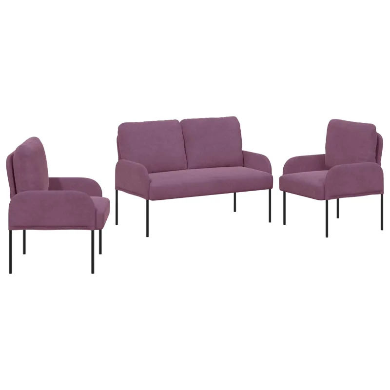 Sofų komplektai 3 pcs Violetinė 115 x 56 x 80 cm fanera