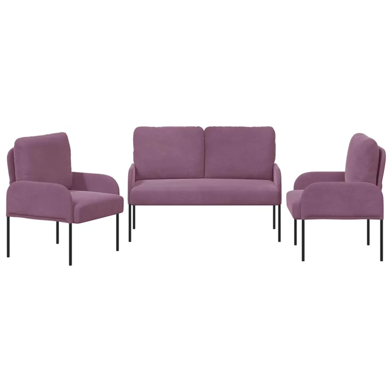 Sofų komplektai 3 pcs Violetinė 115 x 56 x 80 cm fanera