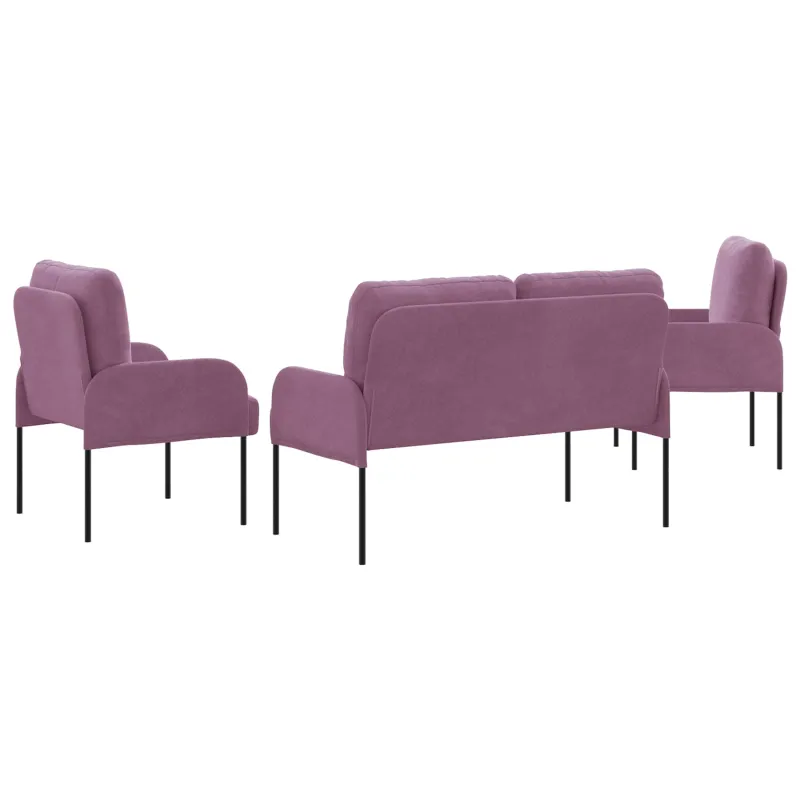 Sofų komplektai 3 pcs Violetinė 115 x 56 x 80 cm fanera