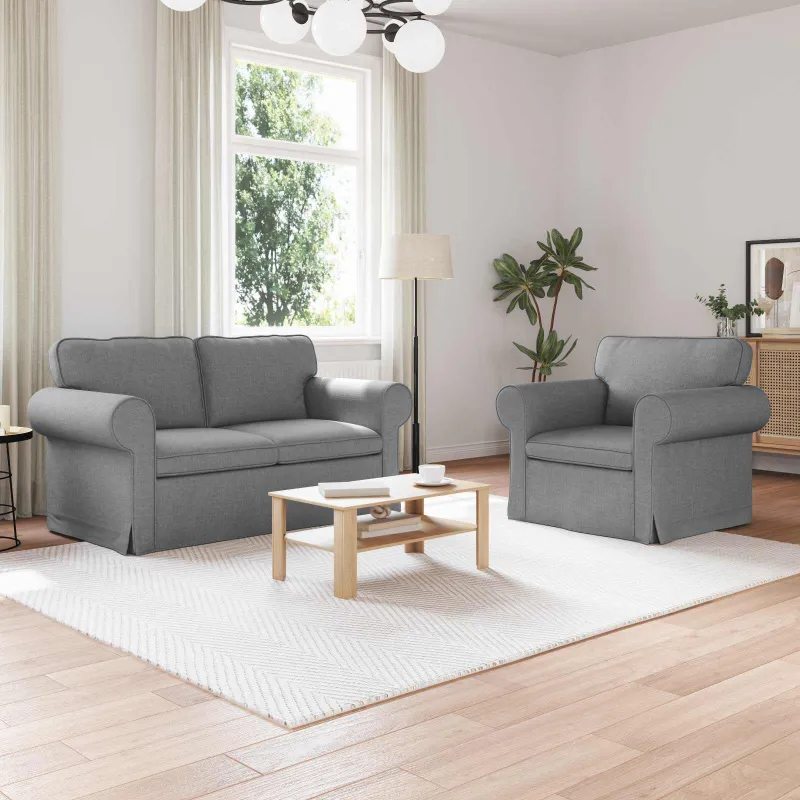 Sofos komplektas 2 pcs Šviesiai pilka 155 x 82 x 80 cm audinys