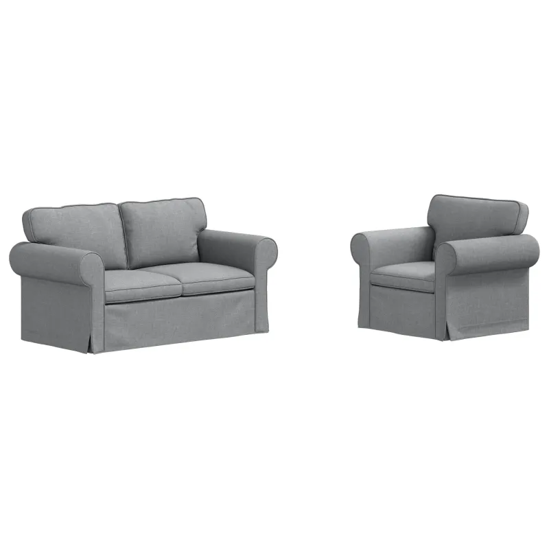 Sofos komplektas 2 pcs Šviesiai pilka 155 x 82 x 80 cm audinys