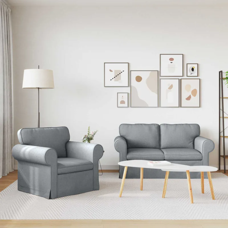 Sofos komplektas 2 pcs Šviesiai pilka 155 x 82 x 80 cm audinys