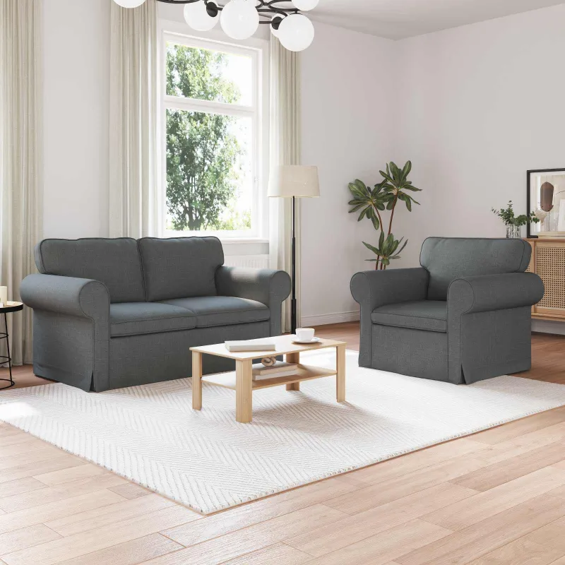 Sofos komplektas 2 pcs Tamsiai pilka 155 x 82 x 80 cm audinys