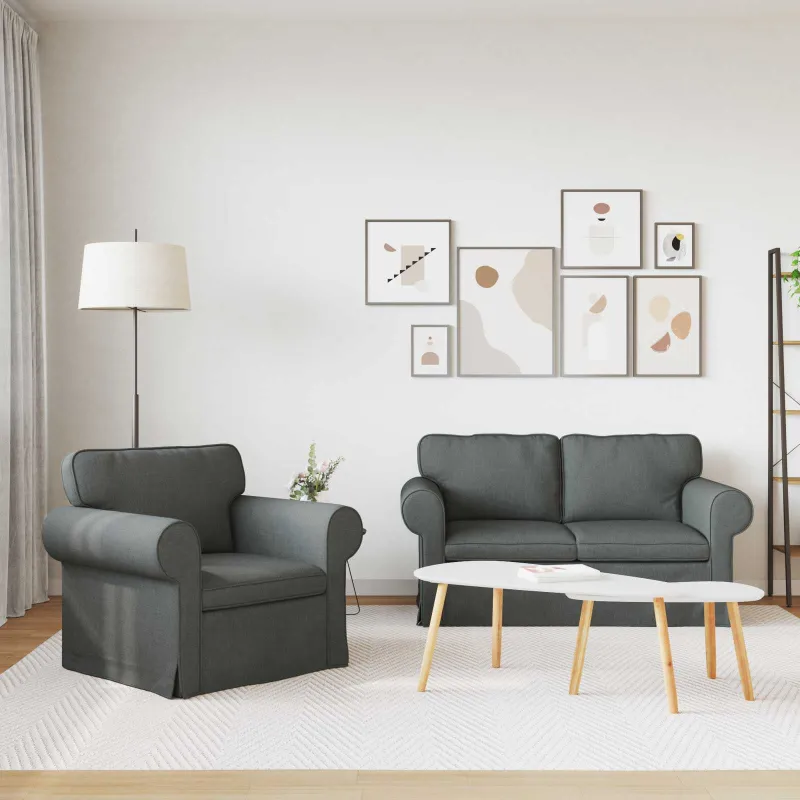Sofos komplektas 2 pcs Tamsiai pilka 155 x 82 x 80 cm audinys