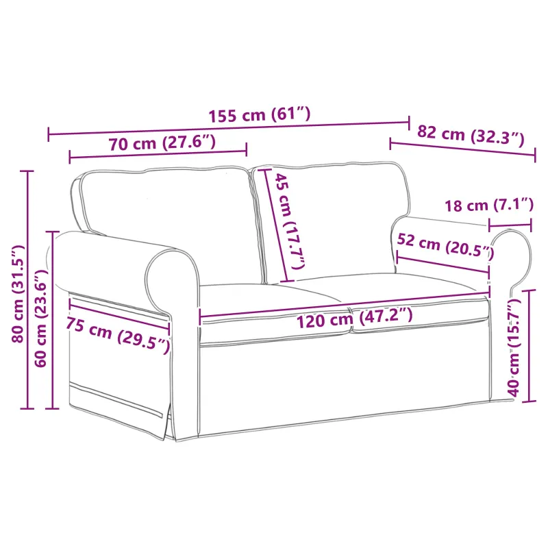 Sofos komplektas 2 pcs Tamsiai pilka 155 x 82 x 80 cm audinys