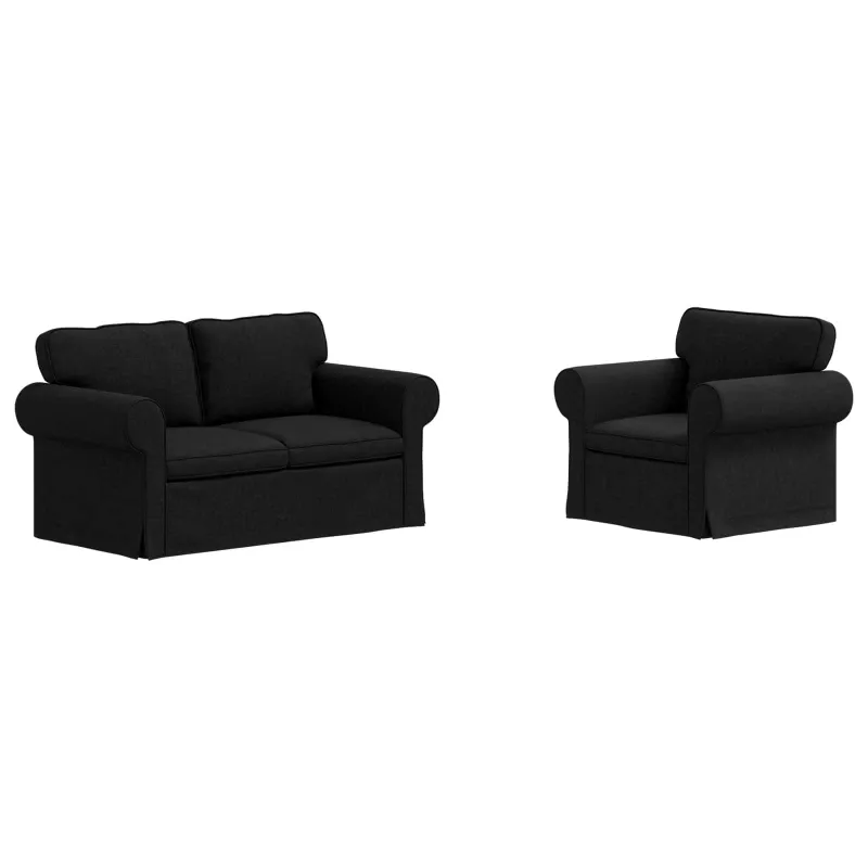 Sofos komplektas 2 pcs Juoda 155 x 82 x 80 cm audinys