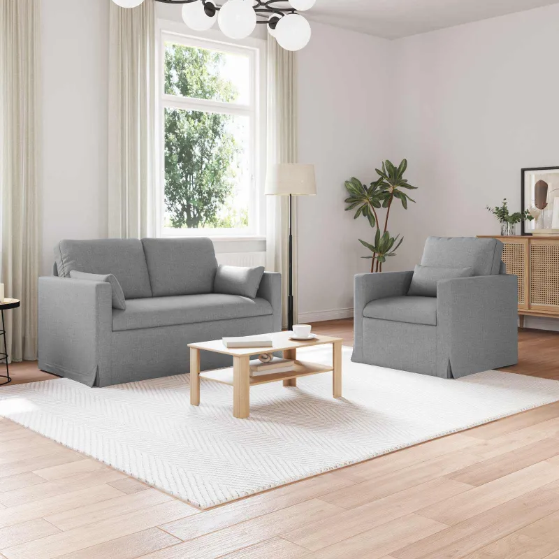 Sofos komplektas 2 pcs Šviesiai pilka 139 x 78 x 80 cm audinys