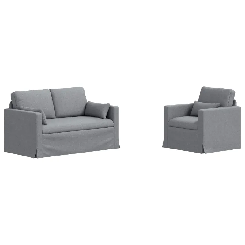 Sofos komplektas 2 pcs Šviesiai pilka 139 x 78 x 80 cm audinys