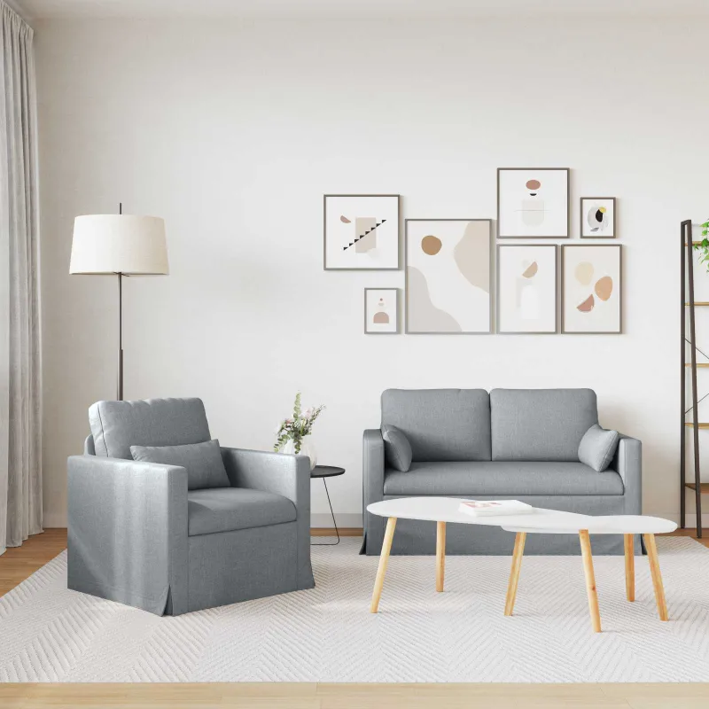 Sofos komplektas 2 pcs Šviesiai pilka 139 x 78 x 80 cm audinys