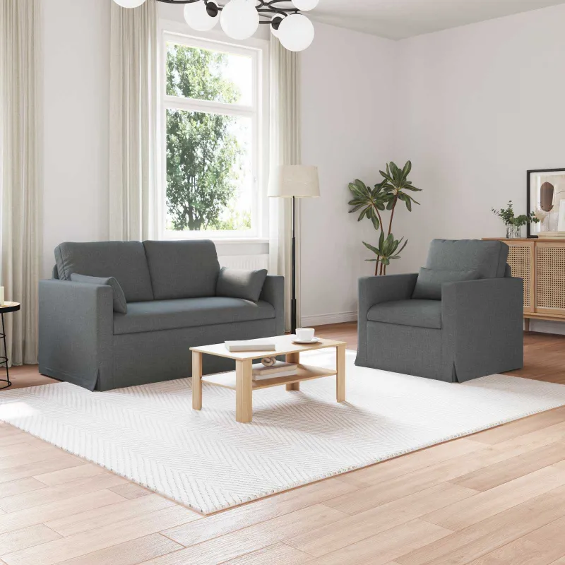 Sofos komplektas 2 pcs Tamsiai pilka 139 x 78 x 80 cm audinys