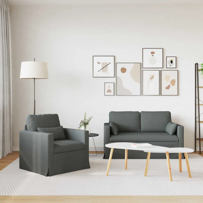 Sofos komplektas 2 pcs Tamsiai pilka 139 x 78 x 80 cm audinys