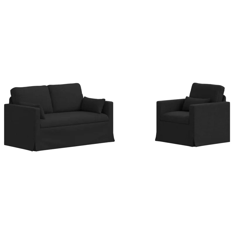 Sofos komplektas 2 pcs Juoda 139 x 78 x 80 cm audinys