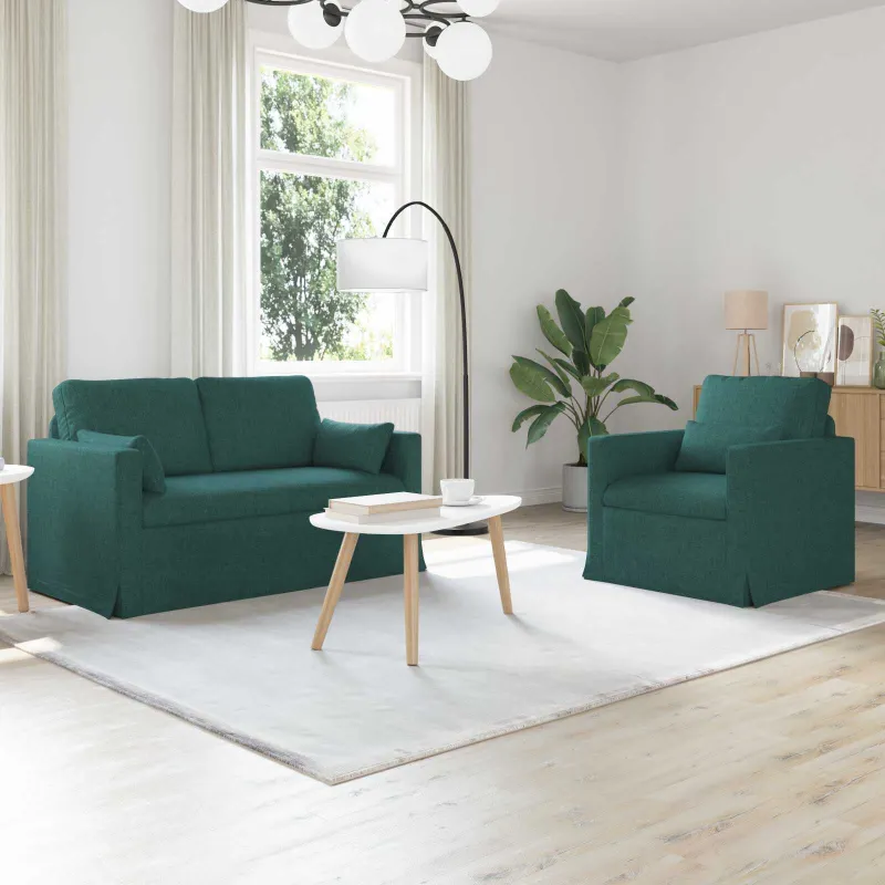 Sofos komplektas 2 pcs Tamsiai žalia 139 x 78 x 80 cm audinys