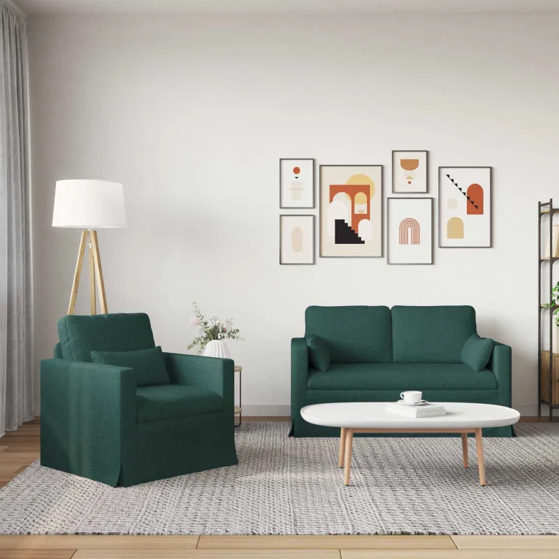 Sofos komplektas 2 pcs Tamsiai žalia 139 x 78 x 80 cm audinys
