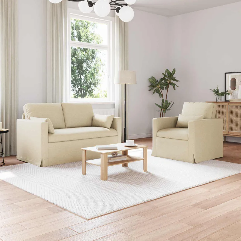 Sofos komplektas 2 pcs Kreminė 139 x 78 x 80 cm audinys