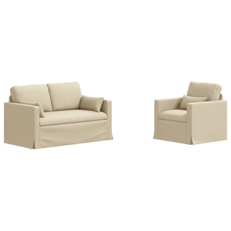 Sofos komplektas 2 pcs Kreminė 139 x 78 x 80 cm audinys