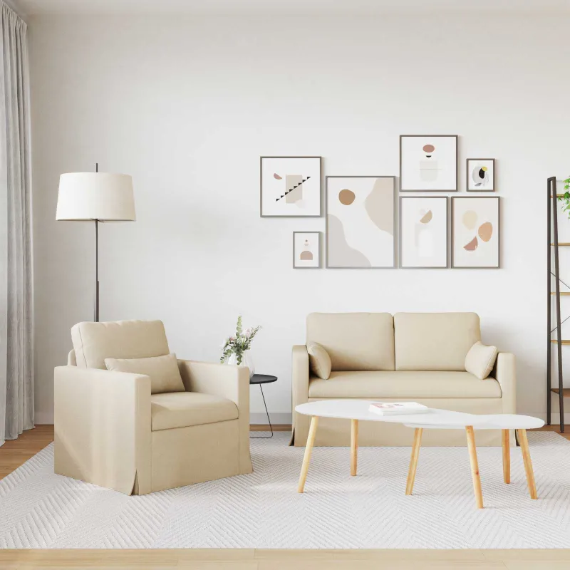 Sofos komplektas 2 pcs Kreminė 139 x 78 x 80 cm audinys