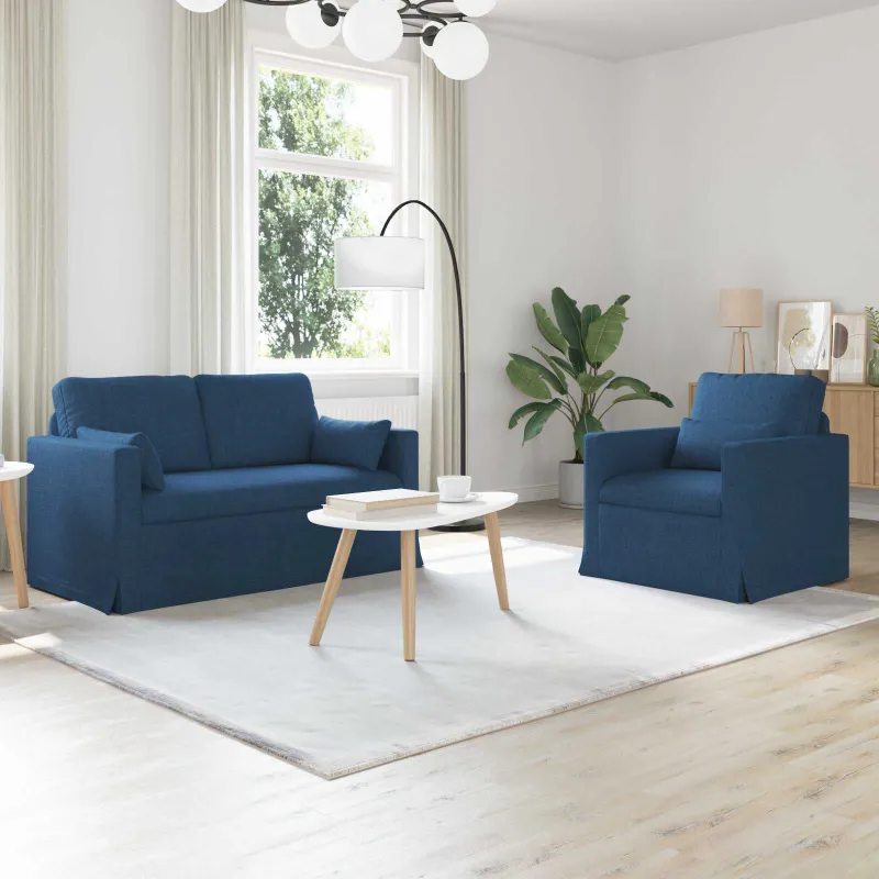 Sofos komplektas 2 pcs Mėlyna 139 x 78 x 80 cm audinys