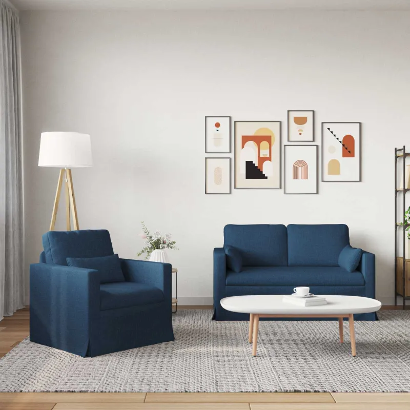 Sofos komplektas 2 pcs Mėlyna 139 x 78 x 80 cm audinys