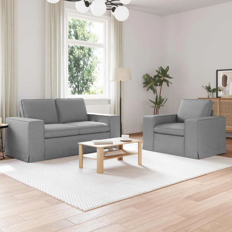 Sofos komplektas 2 pcs Šviesiai pilka 162 x 80 x 82 cm audinys