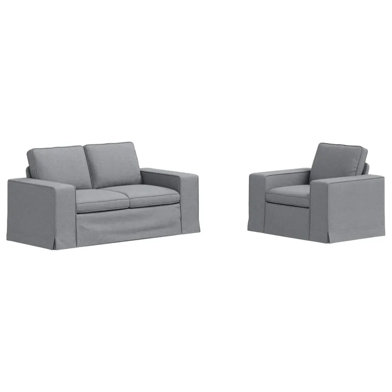 Sofos komplektas 2 pcs Šviesiai pilka 162 x 80 x 82 cm audinys