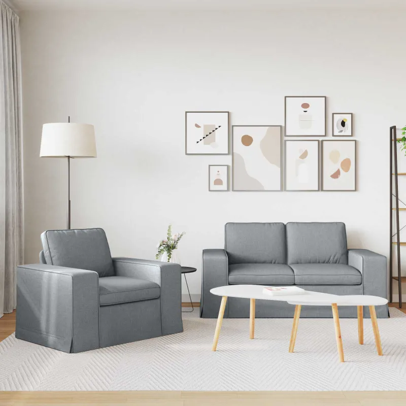 Sofos komplektas 2 pcs Šviesiai pilka 162 x 80 x 82 cm audinys