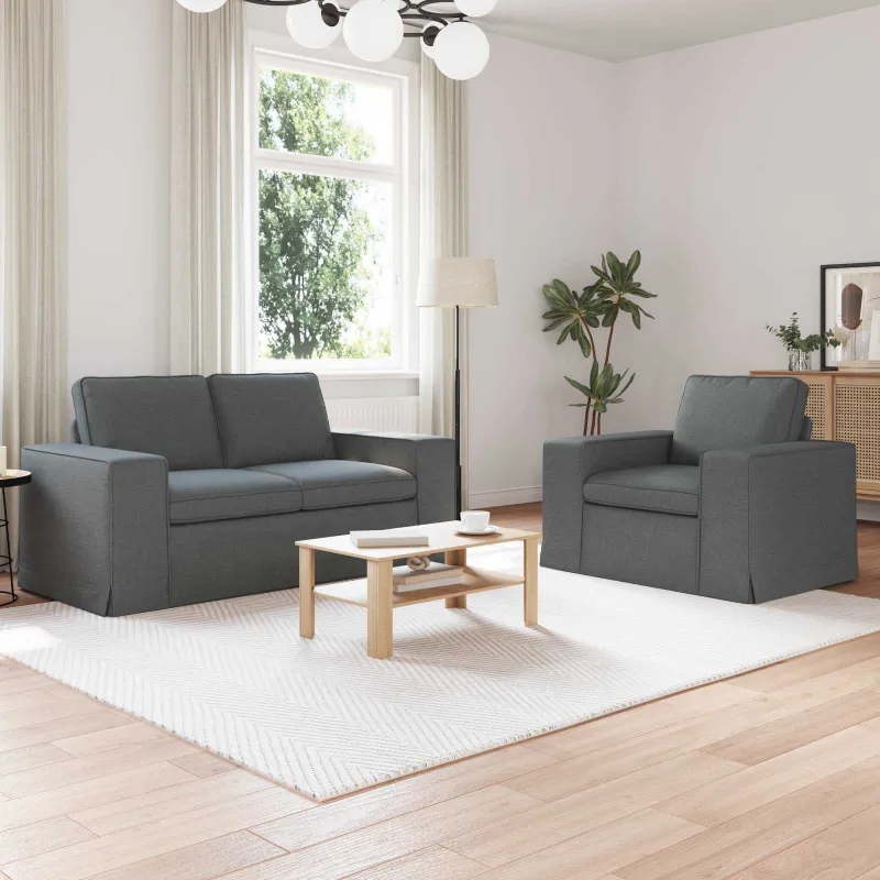 Sofos komplektas 2 pcs Tamsiai pilka 162 x 80 x 82 cm audinys